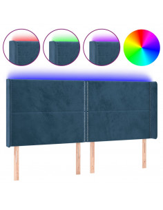 Testiera a LED Blu Scuro 163x16x118/128 cm in Velluto 2