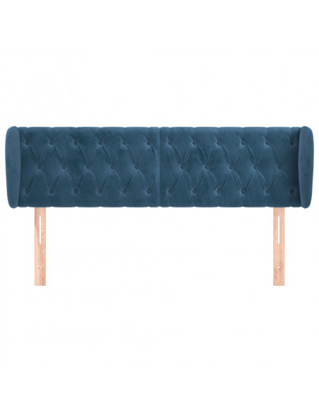 Testiera ad Orecchio Blu Scuro 147x23x78/88 cm in Velluto