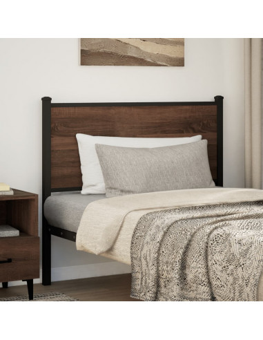 Testiera Rovere Marrone 107 cm in Legno Multistrato e Acciaio