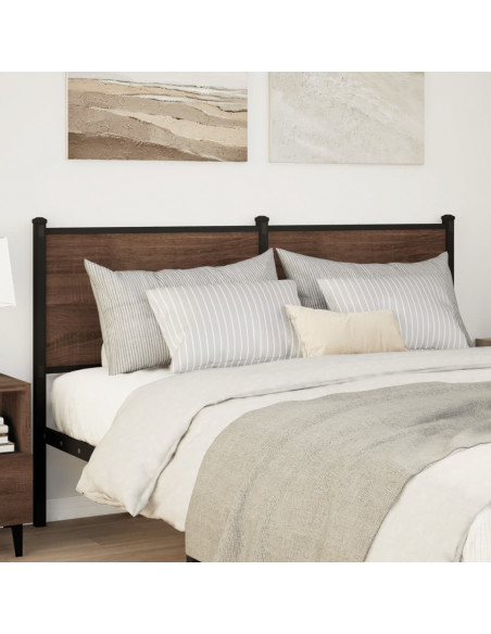 Testiera Rovere Marrone 135 cm in Legno Multistrato e Acciaio