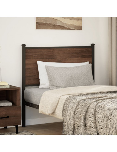 Testiera Rovere Marrone 90 cm in Legno Multistrato e Acciaio