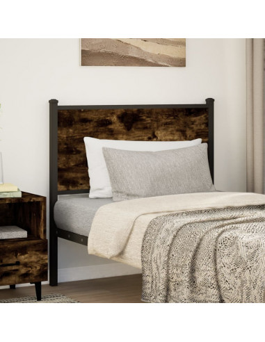 Testiera Rovere Fumo 90 cm in Legno Multistrato e Acciaio