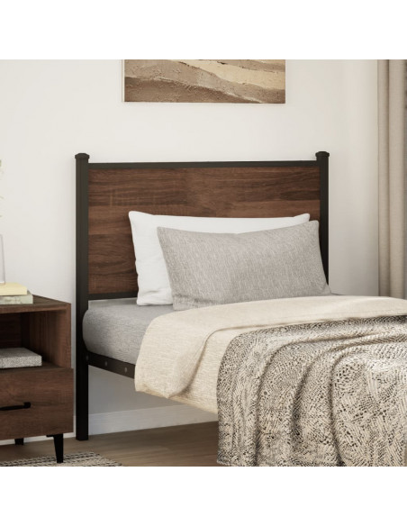 Testiera Rovere Marrone 80 cm in Legno Multistrato e Acciaio