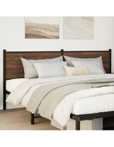 Testiera Rovere Marrone 190 cm in Legno Multistrato e Acciaio