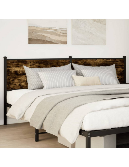 Testiera Rovere Fumo 190 cm in Legno Multistrato e Acciaio