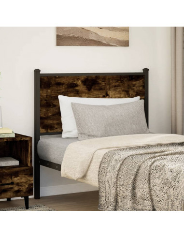 Testiera Rovere Fumo 75 cm in Legno Multistrato e Acciaio