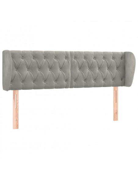 Testiera ad Orecchio Grigio Chiaro 147x23x78/88 cm in Velluto