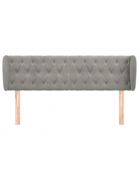 Testiera ad Orecchio Grigio Chiaro 147x23x78/88 cm in Velluto
