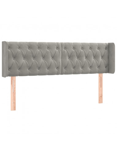 Testiera ad Orecchio Grigio Chiaro 147x16x78/88 cm in Velluto