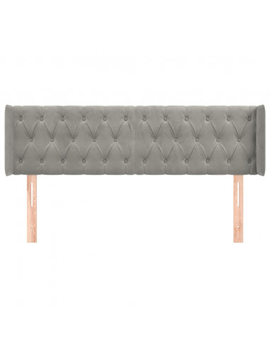 Testiera ad Orecchio Grigio Chiaro 147x16x78/88 cm in Velluto