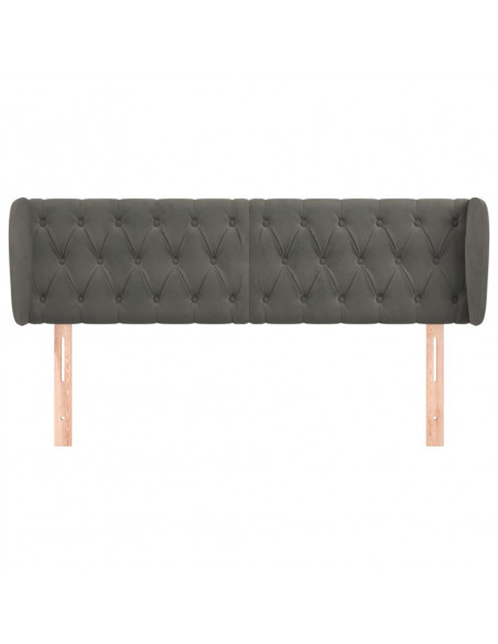 Testiera ad Orecchio Grigio Scuro 147x23x78/88 cm in Velluto