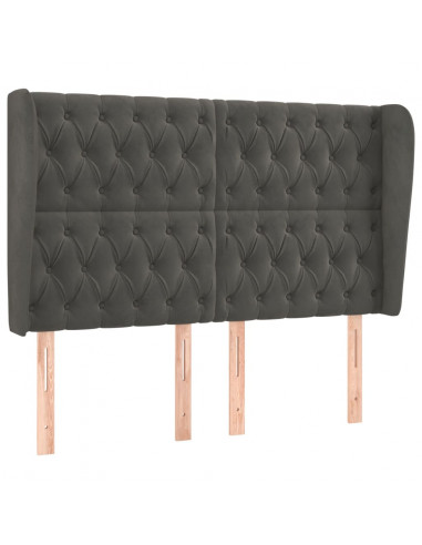Testiera ad Orecchio GrigioScuro 147x23x118/128cm in Velluto