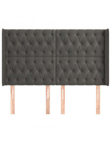 Testiera ad Orecchio GrigioScuro 147x16x118/128cm in Velluto