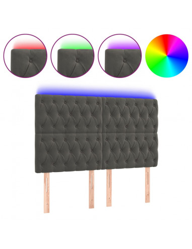 Testiera a LED GrigioScuro 144x7x118/128cm in Velluto