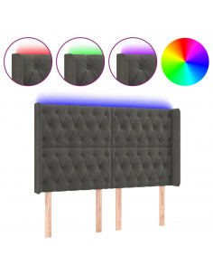 Testiera a LED Grigio Scuro 147x16x118/128cm in Velluto 2