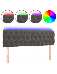 Testiera a LED Grigio Scuro 144x7x78/88 cm in Velluto 2
