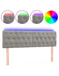 Testiera a LED Grigio Chiaro 144x7x78/88 cm in Velluto 2