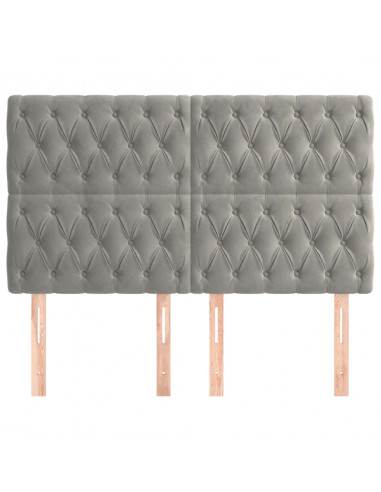 Testiere 4 pz Grigio Chiaro 72x7x78/88 cm in Velluto