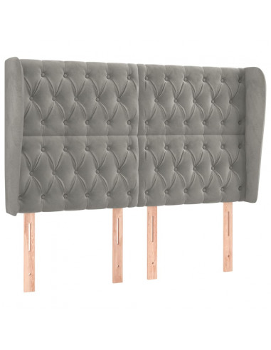 Testiera ad Orecchio Grigio Chiaro 147x23x118/128 cm in Velluto