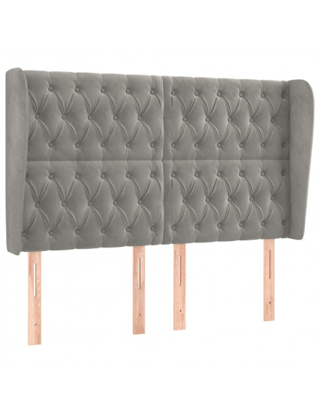 Testiera ad Orecchio Grigio Chiaro 147x23x118/128 cm in Velluto