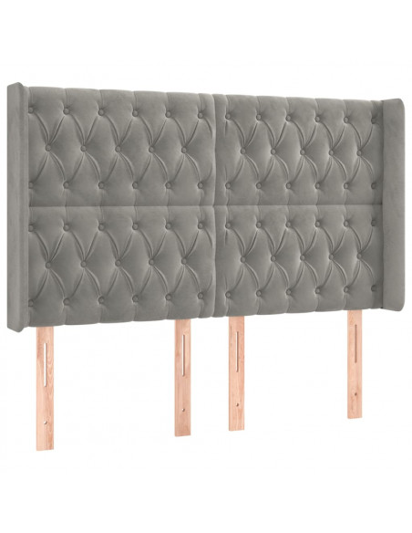 Testiera ad Orecchio Grigio Chiaro 147x16x118/128 cm in Velluto