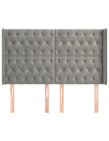 Testiera ad Orecchio Grigio Chiaro 147x16x118/128 cm in Velluto