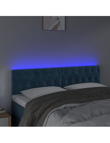 Testiera a LED Blu Scuro 144x7x78/88 cm in Velluto