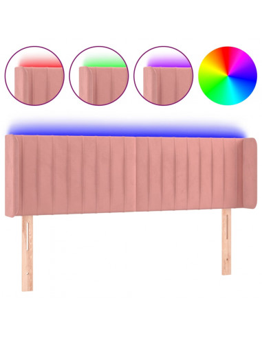 Testiera a LED Rosa 147x16x78/88 cm in Velluto