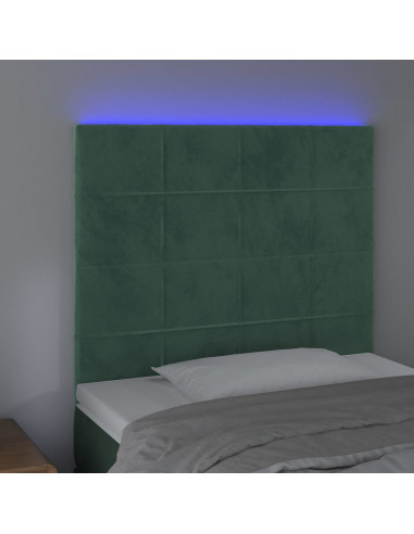 Testiera a LED Verde Scuro 90x5x118/128 cm in Velluto