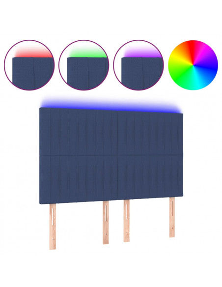 Testiera a LED Blu 144x5x118/128 cm in Tessuto