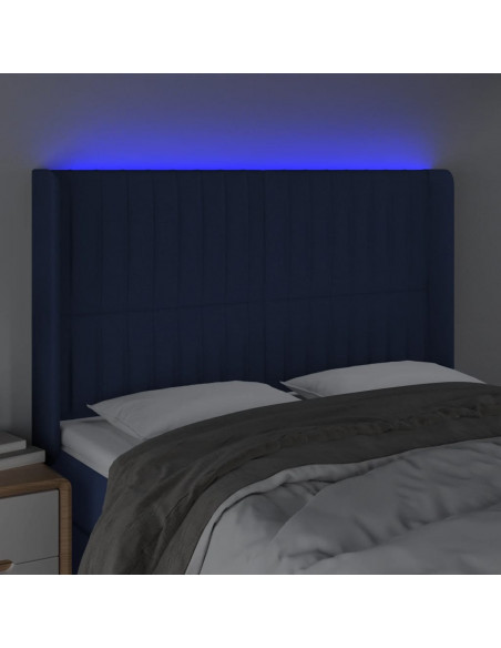 Testiera a LED Blu 147x16x118/128 cm in Tessuto