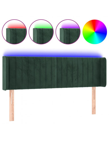 Testiera a LED Verde Scuro 147x16x78/88 cm in Velluto