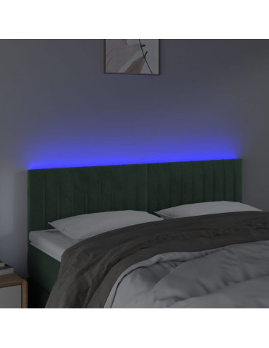 Testiera a LED Verde Scuro 144x5x78/88 cm in Velluto