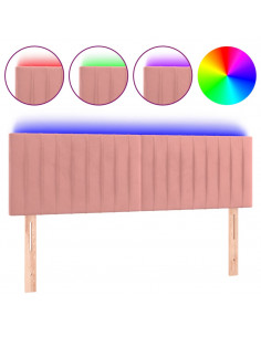 Testiera a LED Rosa 144x5x78/88 cm in Velluto 2
