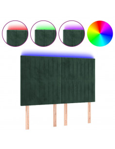 Testiera a LED Verde Scuro 144x5x118/128cm in Velluto 2