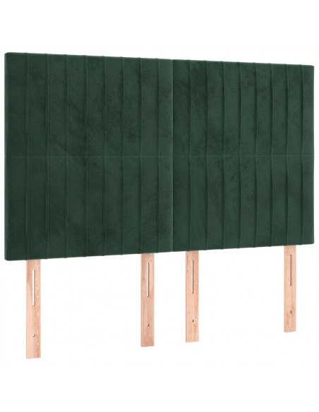 Testiera a LED Verde Scuro 144x5x118/128cm in Velluto