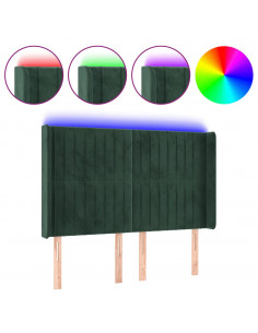 Testiera a LED Verde Scuro 147x16x118/128 cm in Velluto 2