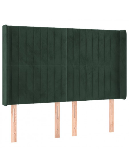 Testiera ad Orecchio Verde Scuro 147x23x118/128cm in Velluto