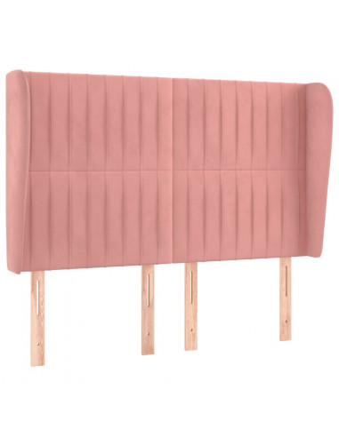 Testiera ad Orecchio Rosa 147x23x118/128 cm in Velluto