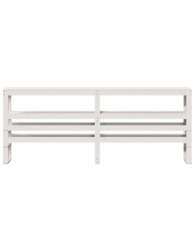 Testiera con Ripiani Bianca 200 cm in Legno Massello di Pino