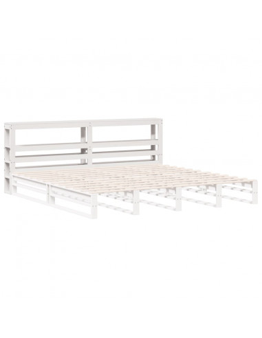 Testiera con Ripiani Bianca 200 cm in Legno Massello di Pino