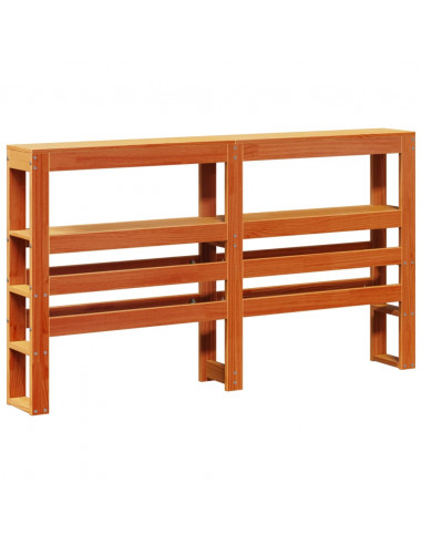 Testiera con Ripiani Marrone Cera 120 cm Legno Massello di Pino