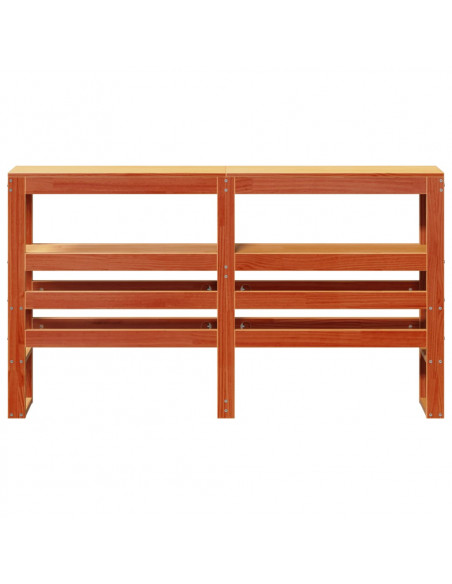 Testiera con Ripiani Marrone Cera 120 cm Legno Massello di Pino