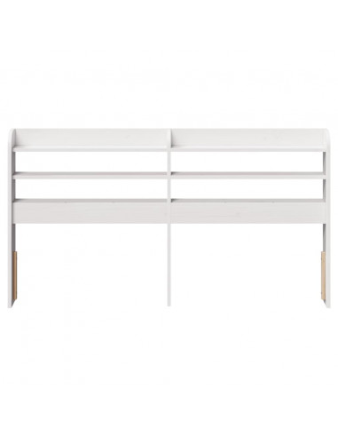 Testiera con Ripiani Bianca 140 cm in Legno Massello di Pino