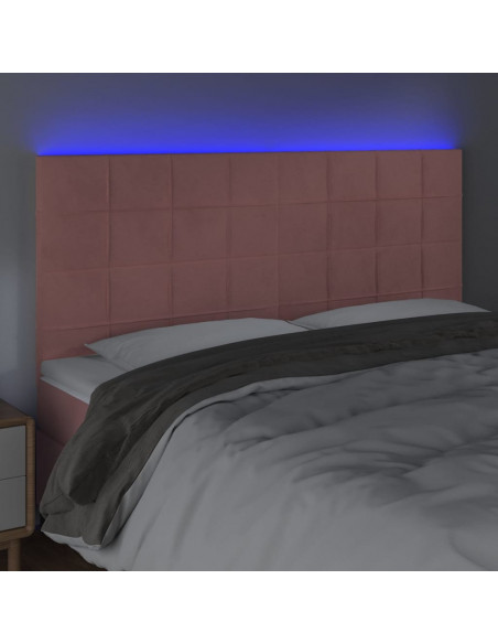 Testiera a LED Rosa 160x5x118/128 cm in Velluto