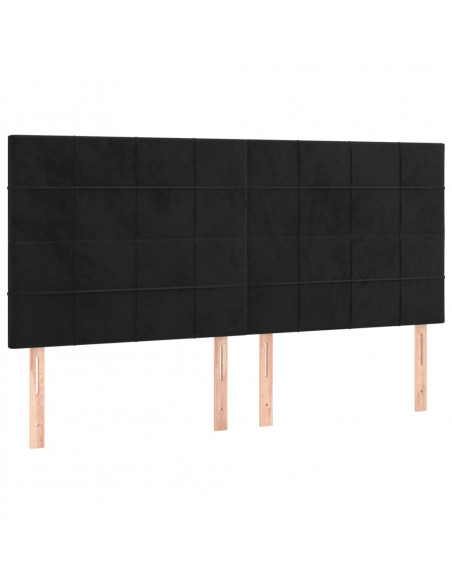 Testiera a LED Nera 160x5x118/128 cm in Velluto