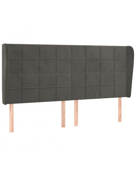 Testiera ad Orecchio Nera 163x23x118/128 cm in Velluto