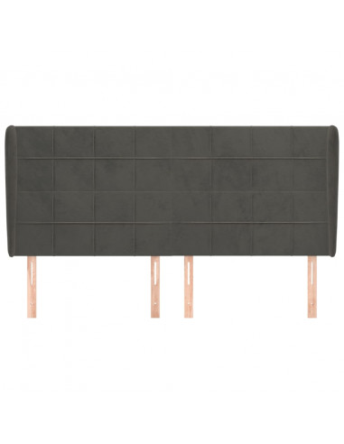 Testiera ad Orecchio Nera 163x23x118/128 cm in Velluto