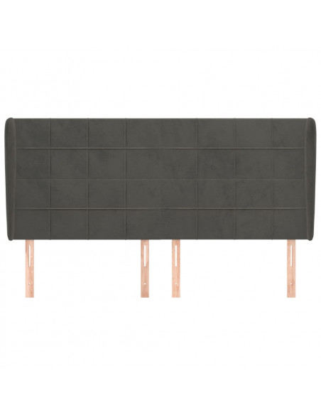 Testiera ad Orecchio Nera 163x23x118/128 cm in Velluto