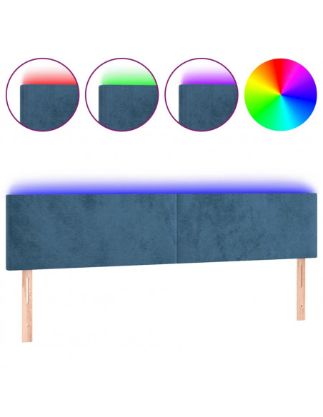 Testiera a LED Blu scuro 160x5x78/88 cm in Tessuto